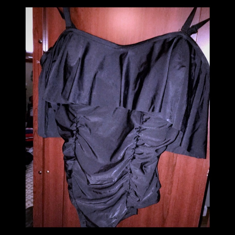 Ruffle off the shoulder plus size bathing suit